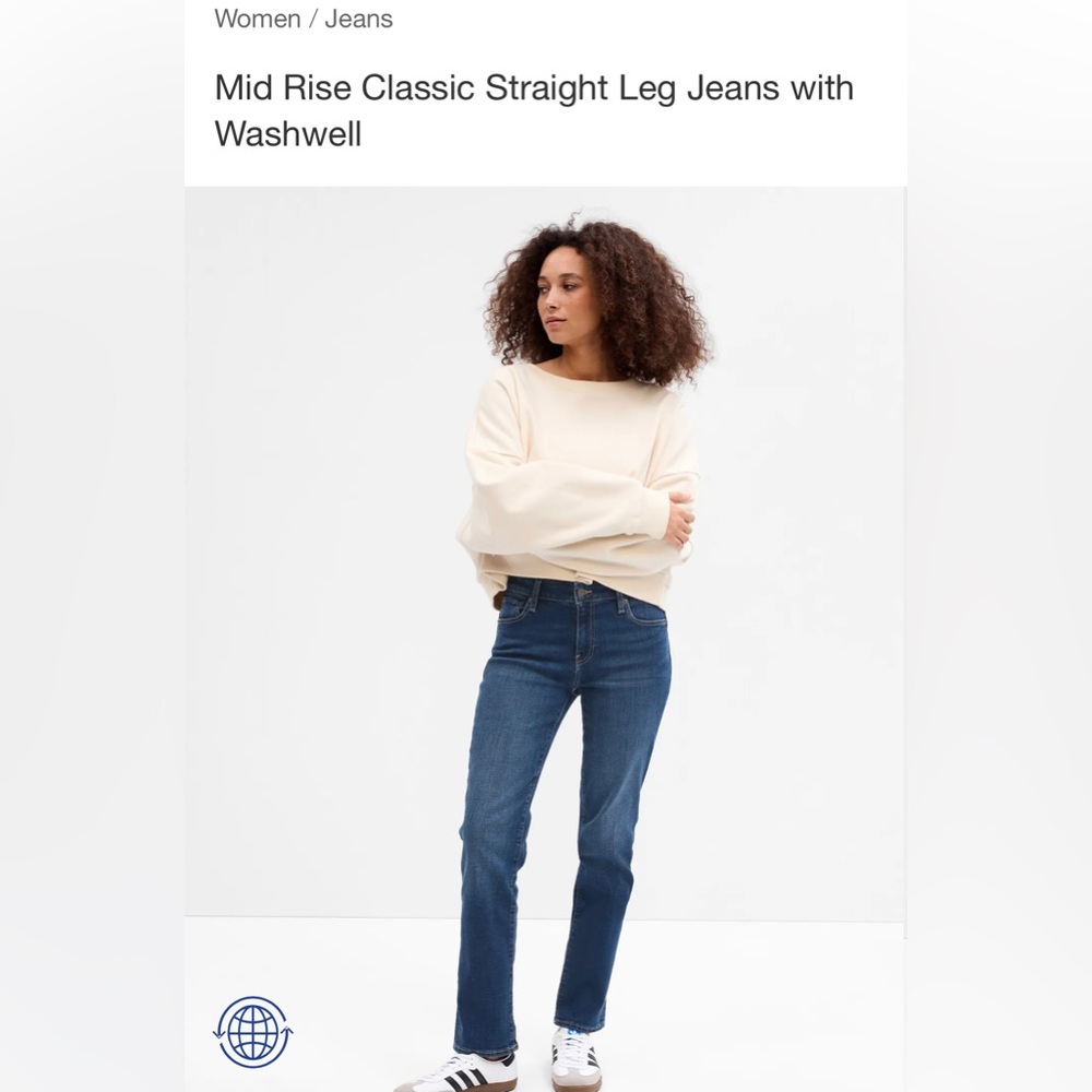 NWT Gap Factory  Mid Rise Classic Straight Leg Jeans with Washwell, 10/30 Short